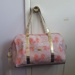 Betsey Johnson unicorn & rainbow travel bag set